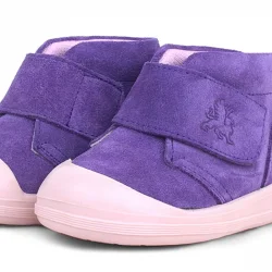 Rakerplus Yoohoo Hakiki Deri Mor Pudra Cırtlı Kız Bebek Bot