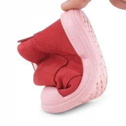 Rakerplus Yoohoo Hakiki Deri Nar Çiçeği Pembe Cırtlı Kız Bebek Bot