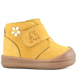 Rakerplus Yoohoo Hakiki Deri Sarı Cırtlı Papatya Detaylı Unisex Bebek Bot