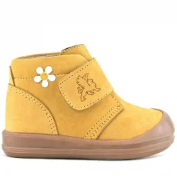 Rakerplus Yoohoo Hakiki Deri Sarı Cırtlı Papatya Detaylı Unisex Bebek Bot