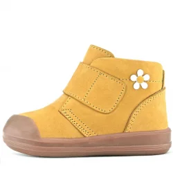 Rakerplus Yoohoo Hakiki Deri Sarı Cırtlı Papatya Detaylı Unisex Bebek Bot