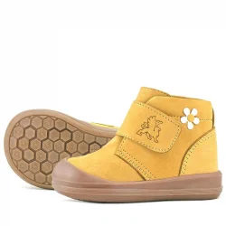 Rakerplus Yoohoo Hakiki Deri Sarı Cırtlı Papatya Detaylı Unisex Bebek Bot