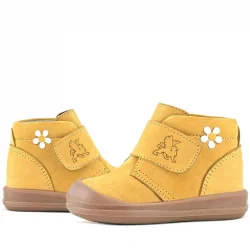 Rakerplus Yoohoo Hakiki Deri Sarı Cırtlı Papatya Detaylı Unisex Bebek Bot