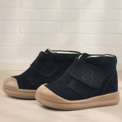 Rakerplus Yoohoo Hakiki Deri Siyah Cırtlı Unisex Bebek Bot