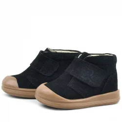 Rakerplus Yoohoo Hakiki Deri Siyah Cırtlı Unisex Bebek Bot