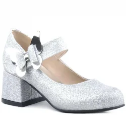 Winx Gümüş Işıltılı Kelebekli Kız Çocuk Topuklu Ayakkabı