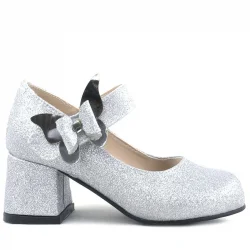 Winx Gümüş Işıltılı Kelebekli Kız Çocuk Topuklu Ayakkabı