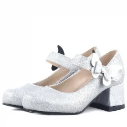 Winx Gümüş Işıltılı Kelebekli Kız Çocuk Topuklu Ayakkabı