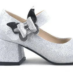 Winx Gümüş Işıltılı Kelebekli Kız Çocuk Topuklu Ayakkabı