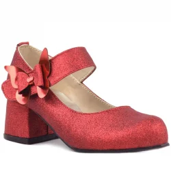 Winx Kırmızı Işıltılı Kelebekli Kız Çocuk Topuklu Ayakkabı