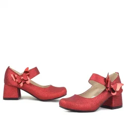 Winx Kırmızı Işıltılı Kelebekli Kız Çocuk Topuklu Ayakkabı