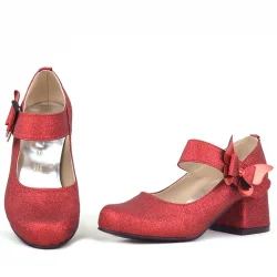 Winx Kırmızı Işıltılı Kelebekli Kız Çocuk Topuklu Ayakkabı