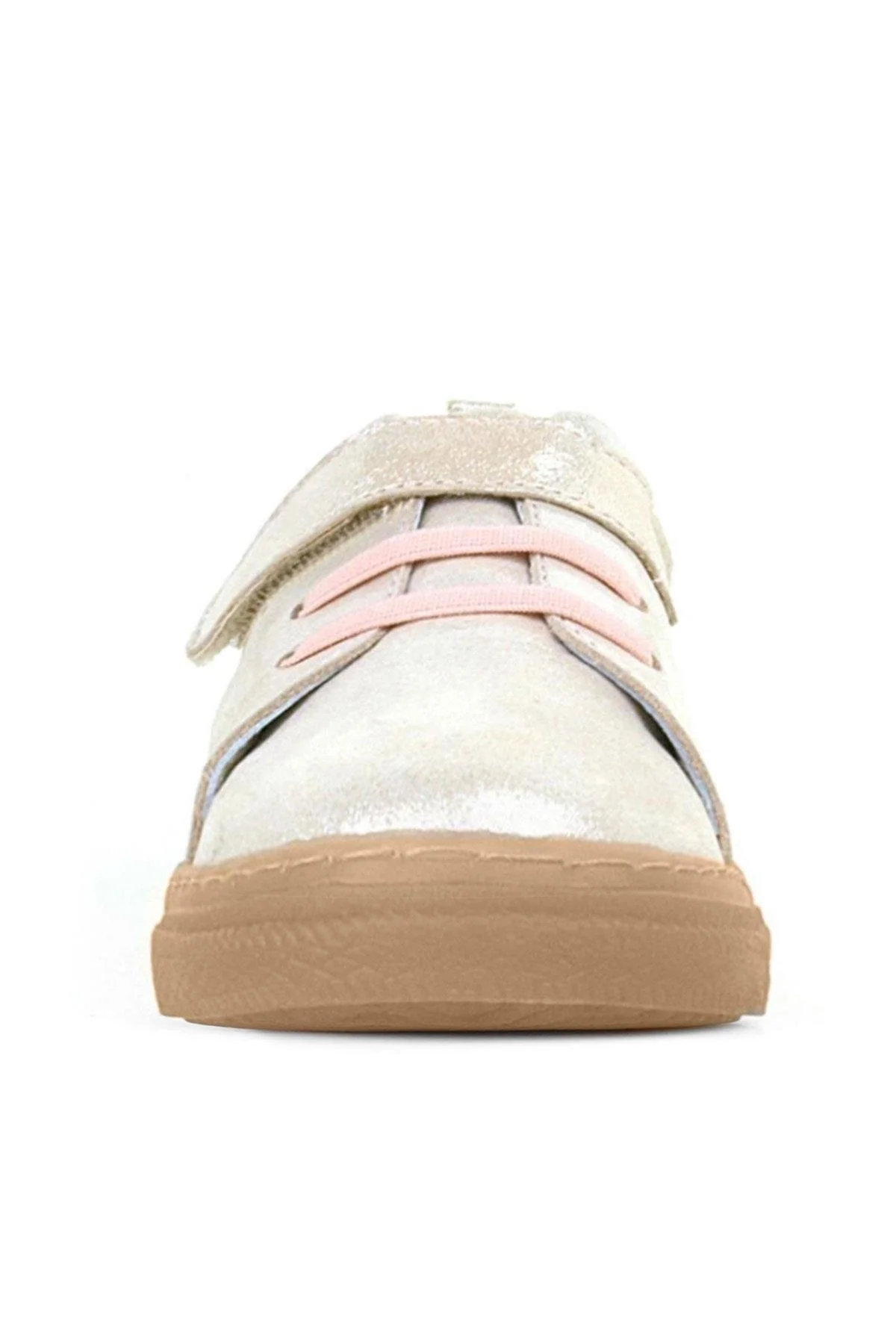 Anatomik Hakiki Deri Yumuşak Pudra Simli Lastikli Cırtlı Çocuk Ayakkabı