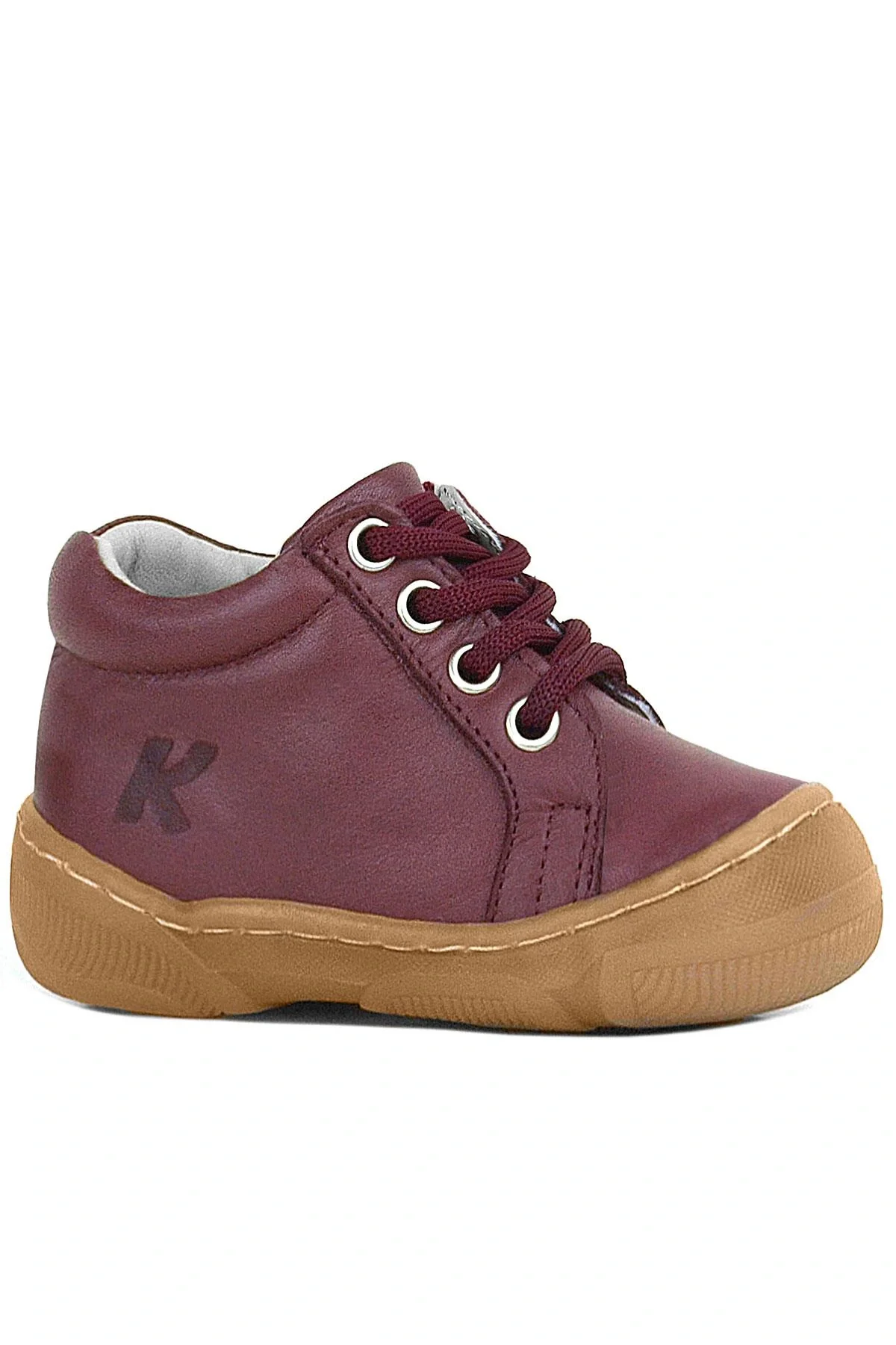 Anatomik Yumuşak Hakiki Deri Fermuarlı Bordo Bebek Bot Ayakkabı