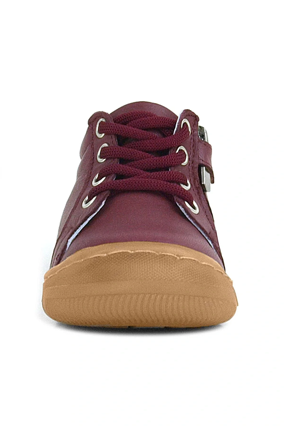 Anatomik Yumuşak Hakiki Deri Fermuarlı Bordo Bebek Bot Ayakkabı