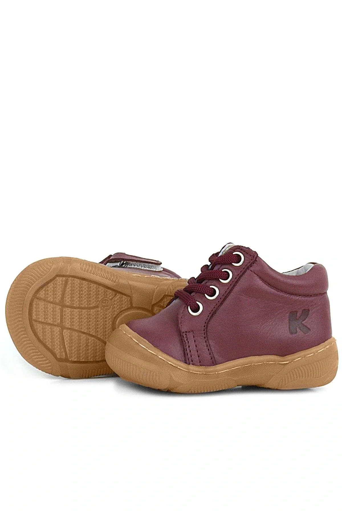 Anatomik Yumuşak Hakiki Deri Fermuarlı Bordo Bebek Bot Ayakkabı