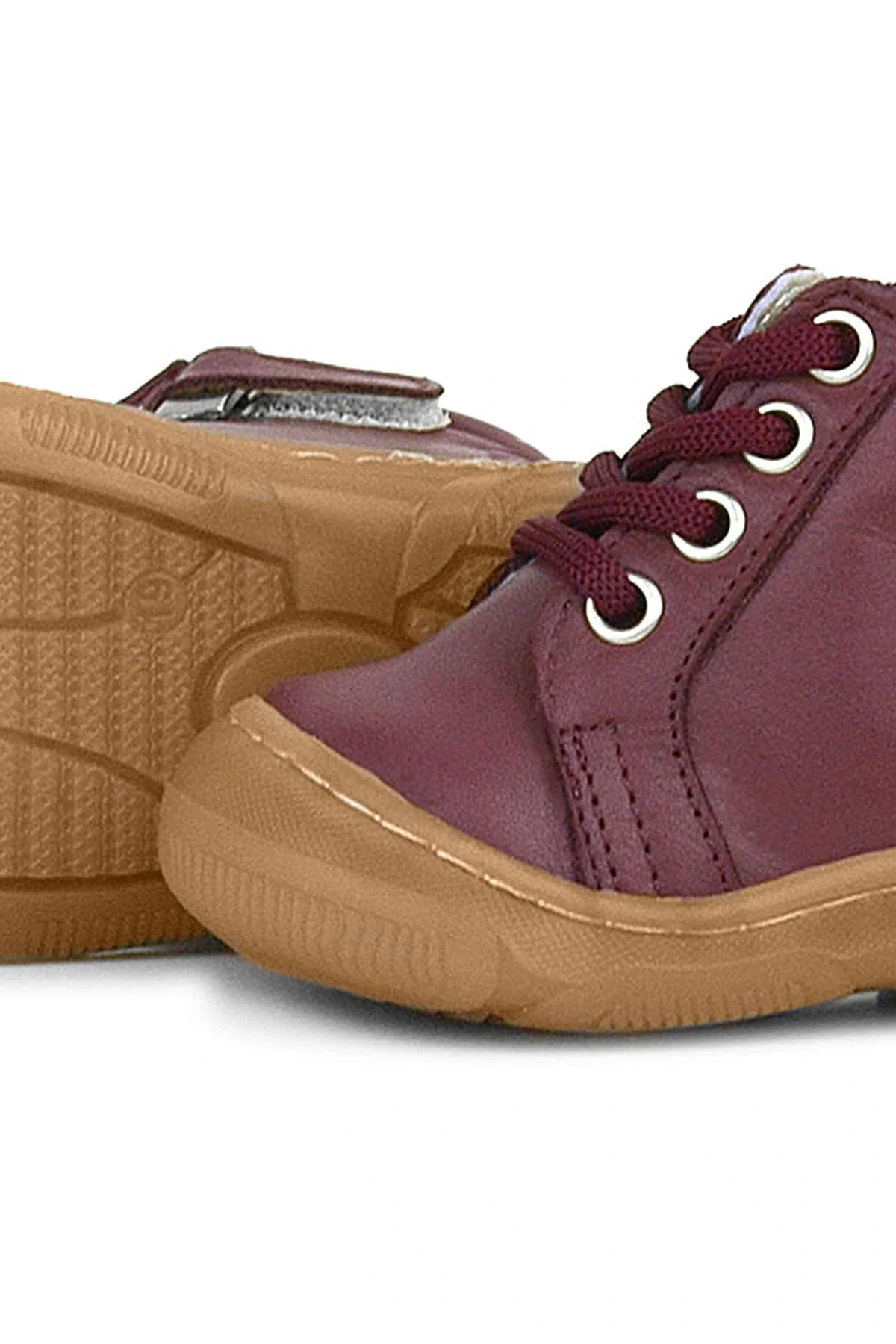 Anatomik Yumuşak Hakiki Deri Fermuarlı Bordo Bebek Bot Ayakkabı