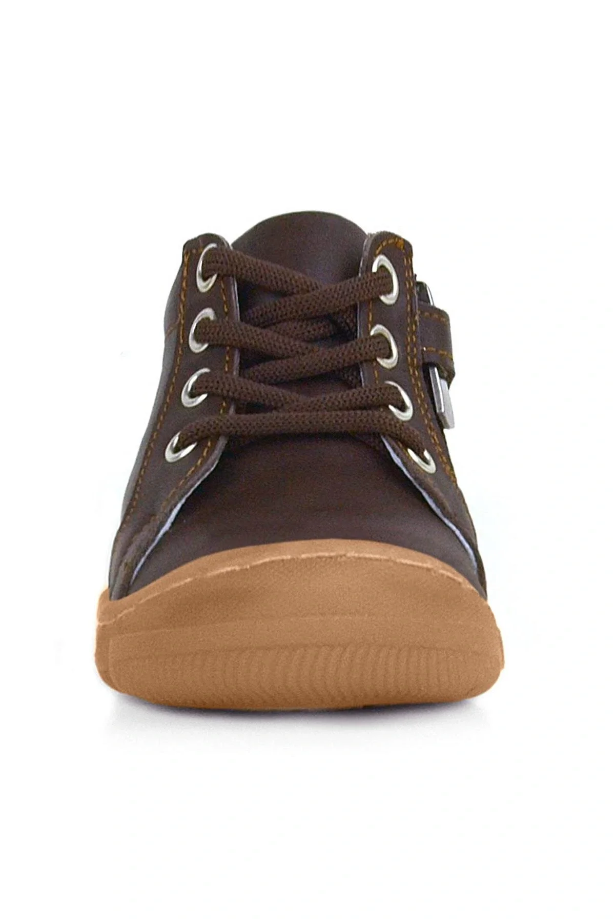 Anatomik Yumuşak Hakiki Deri Fermuarlı Kahve Bebek Bot Ayakkabı