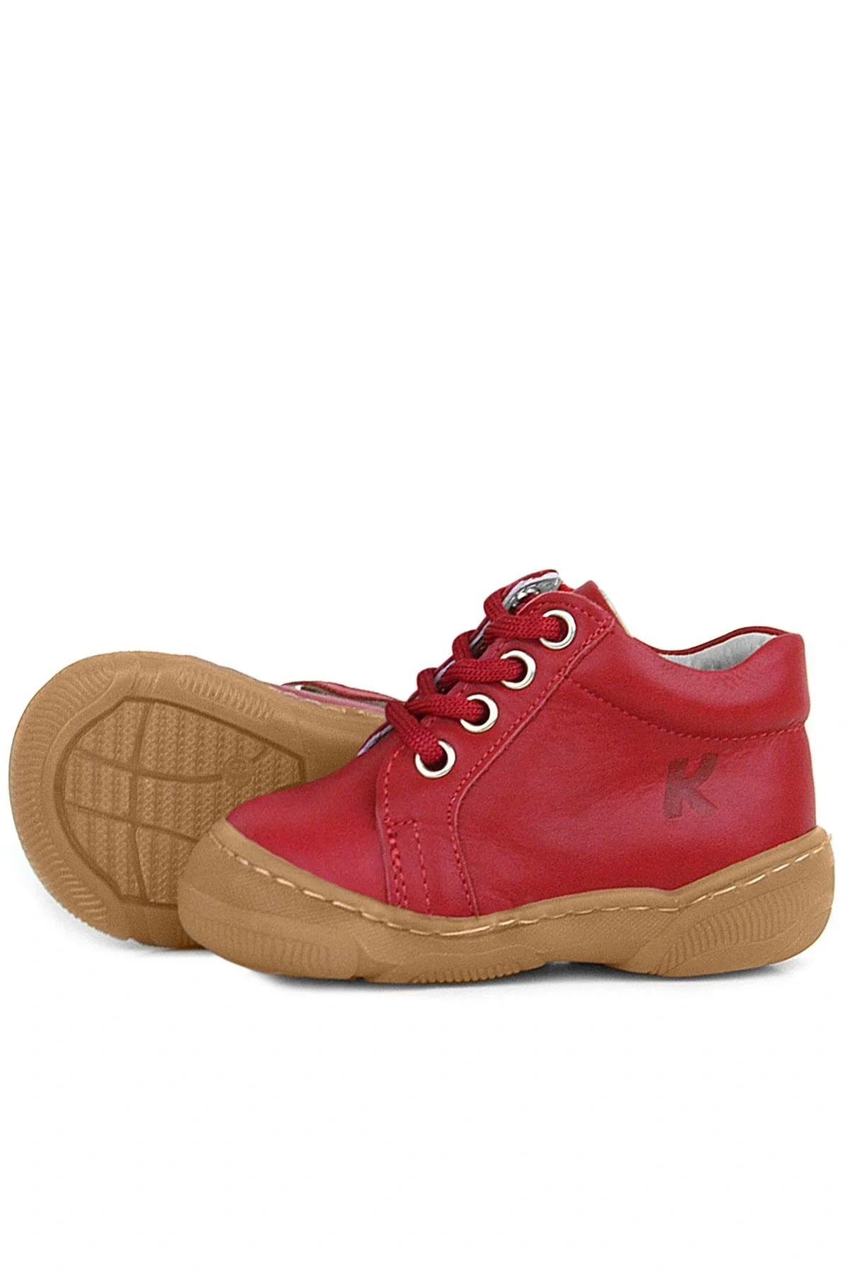 Anatomik Yumuşak Hakiki Deri Fermuarlı Kırmızı Bebek Bot Ayakkabı