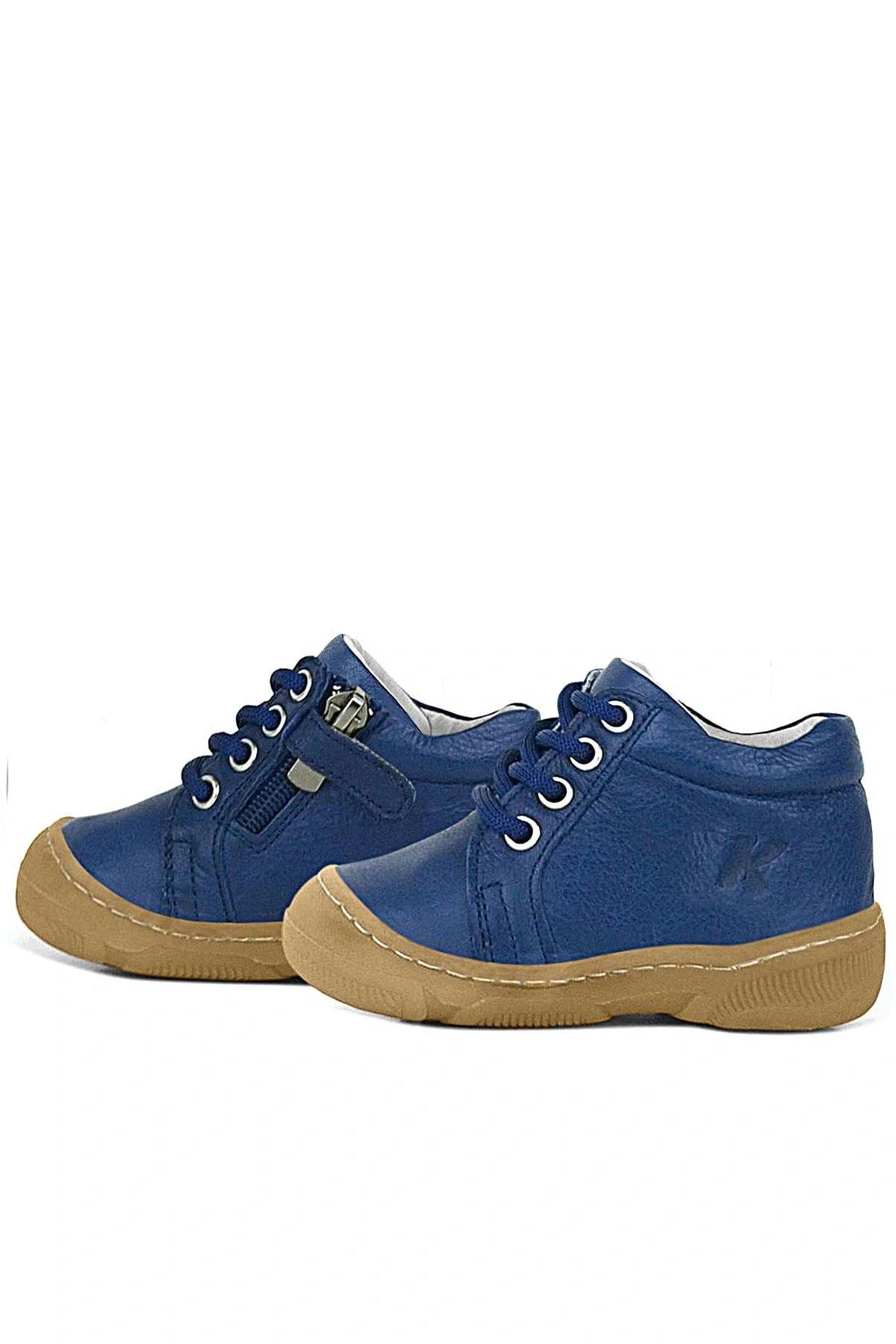Anatomik Yumuşak Hakiki Deri Fermuarlı Lacivert Bebek Bot Ayakkabı