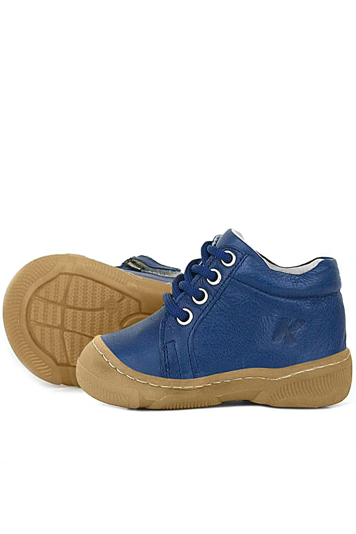 Anatomik Yumuşak Hakiki Deri Fermuarlı Lacivert Bebek Bot Ayakkabı