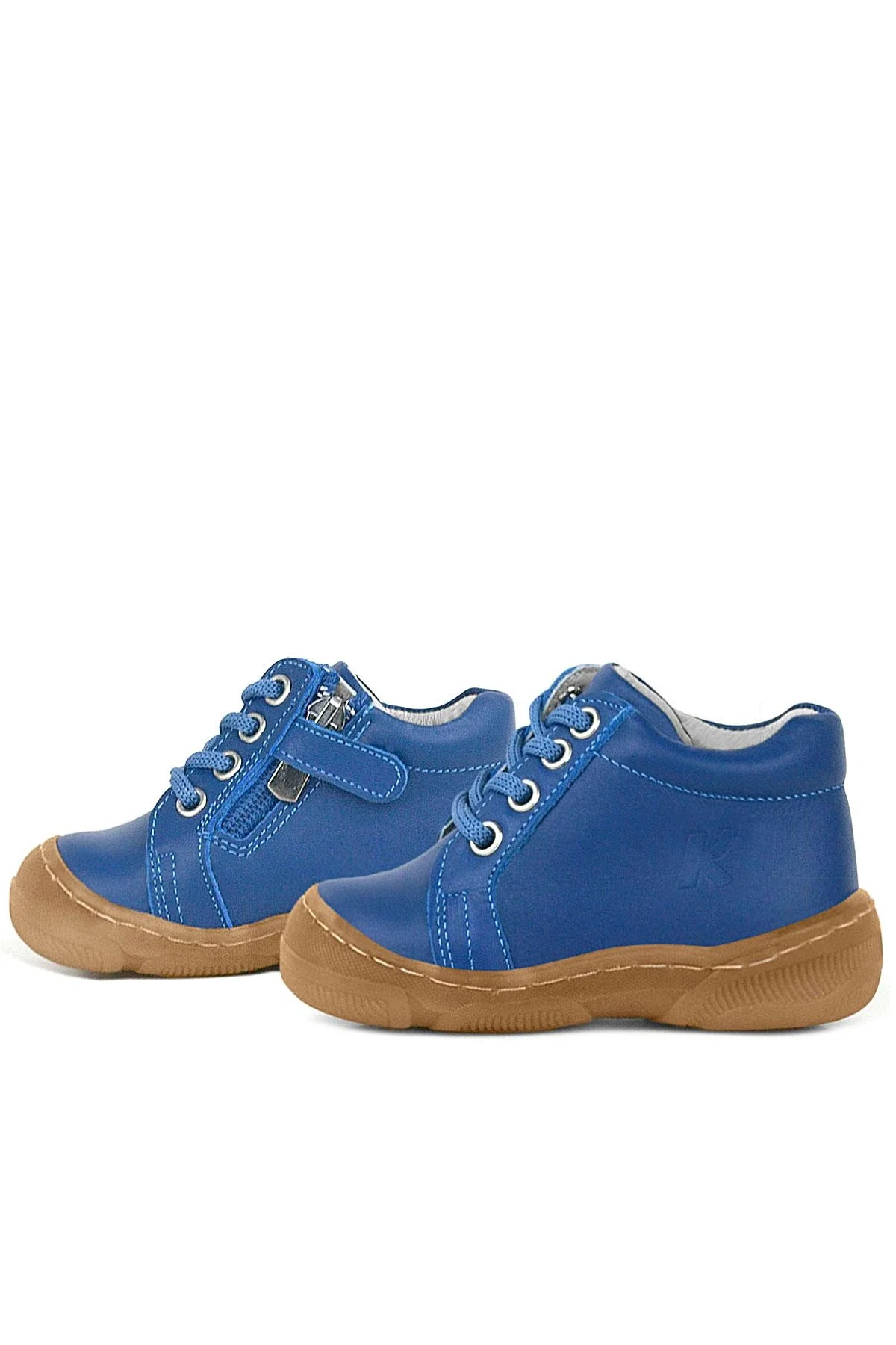 Anatomik Yumuşak Hakiki Deri Fermuarlı Lacivert Mavi Bebek Bot Ayakkabı