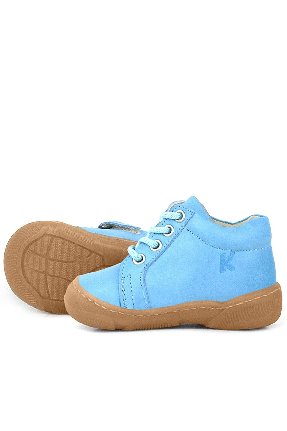 Anatomik Yumuşak Hakiki Deri Fermuarlı Mavi Bebek Bot Ayakkabı