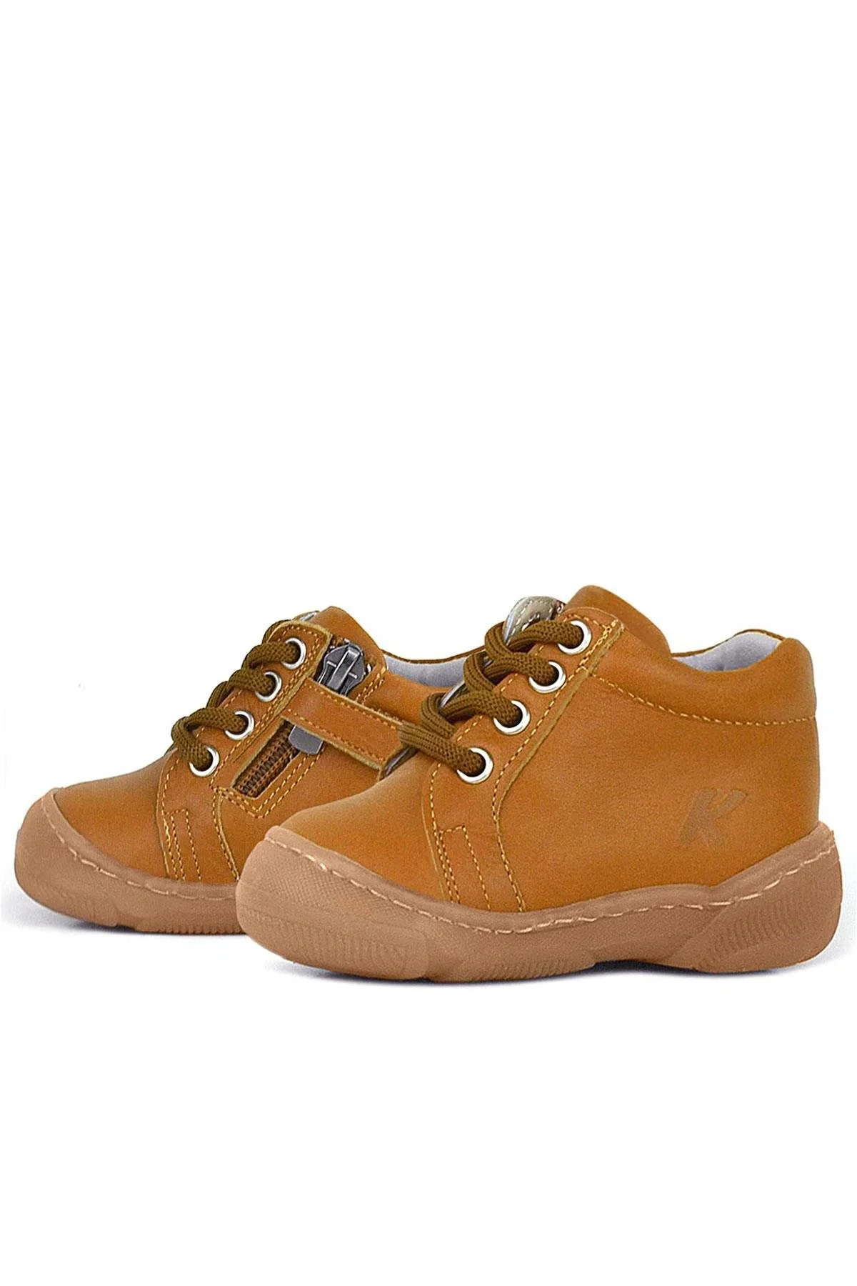 Anatomik Yumuşak Hakiki Deri Fermuarlı Taba Bebek Bot Ayakkabı