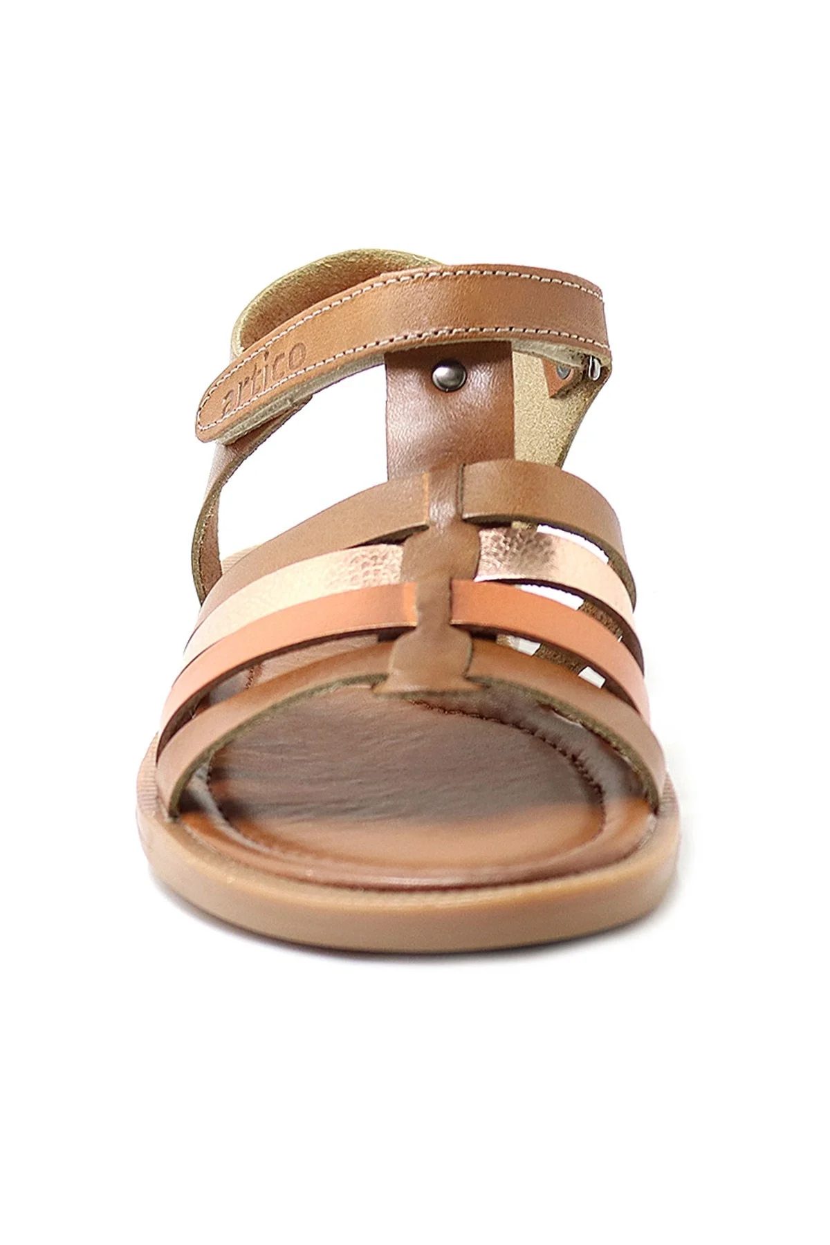 Artico Bellini Hakiki Deri Vaketa Kahve Taba Kız Çocuk Sandalet