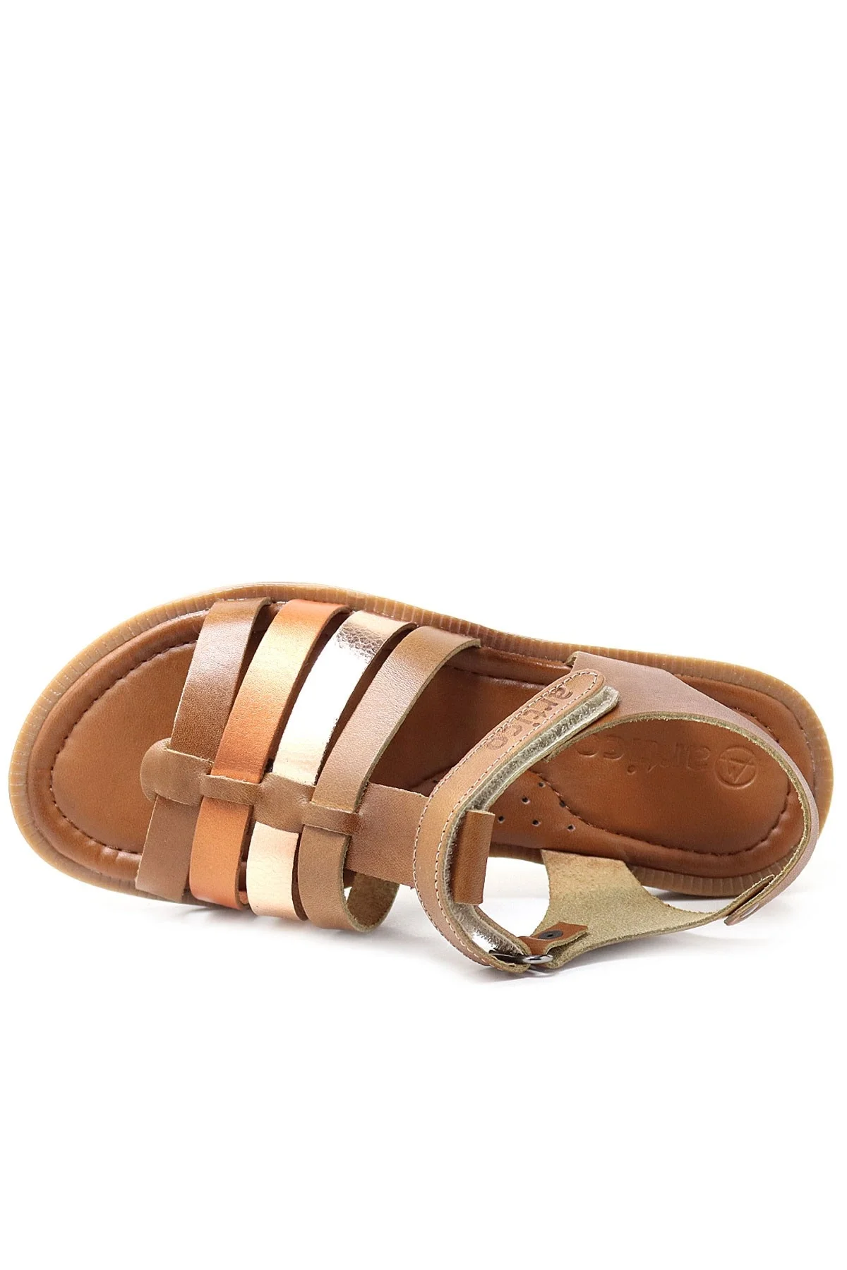 Artico Bellini Hakiki Deri Vaketa Kahve Taba Kız Çocuk Sandalet