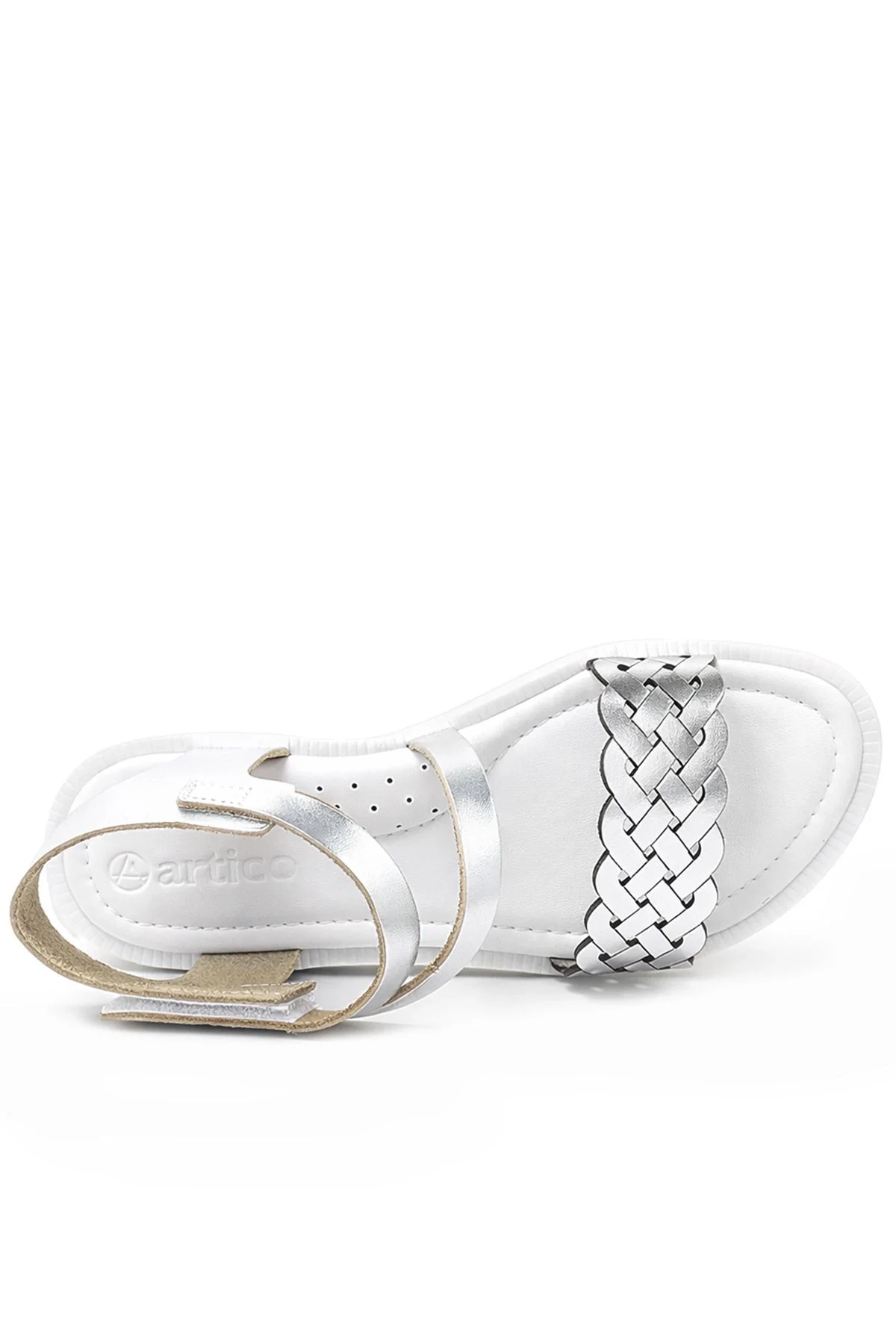 Artico Etoile Hakiki Deri Vaketa Gümüş Gri Kız Çocuk Sandalet