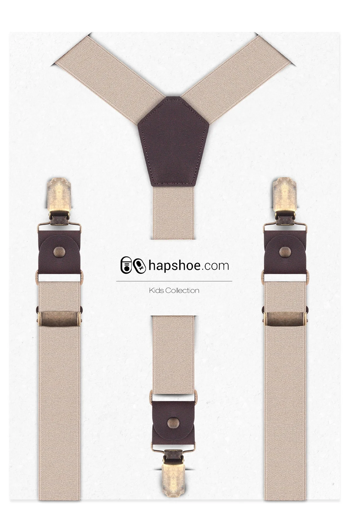 Ayarlanabilir Klipsli Bej Çocuk Kemer Pantolon Askısı