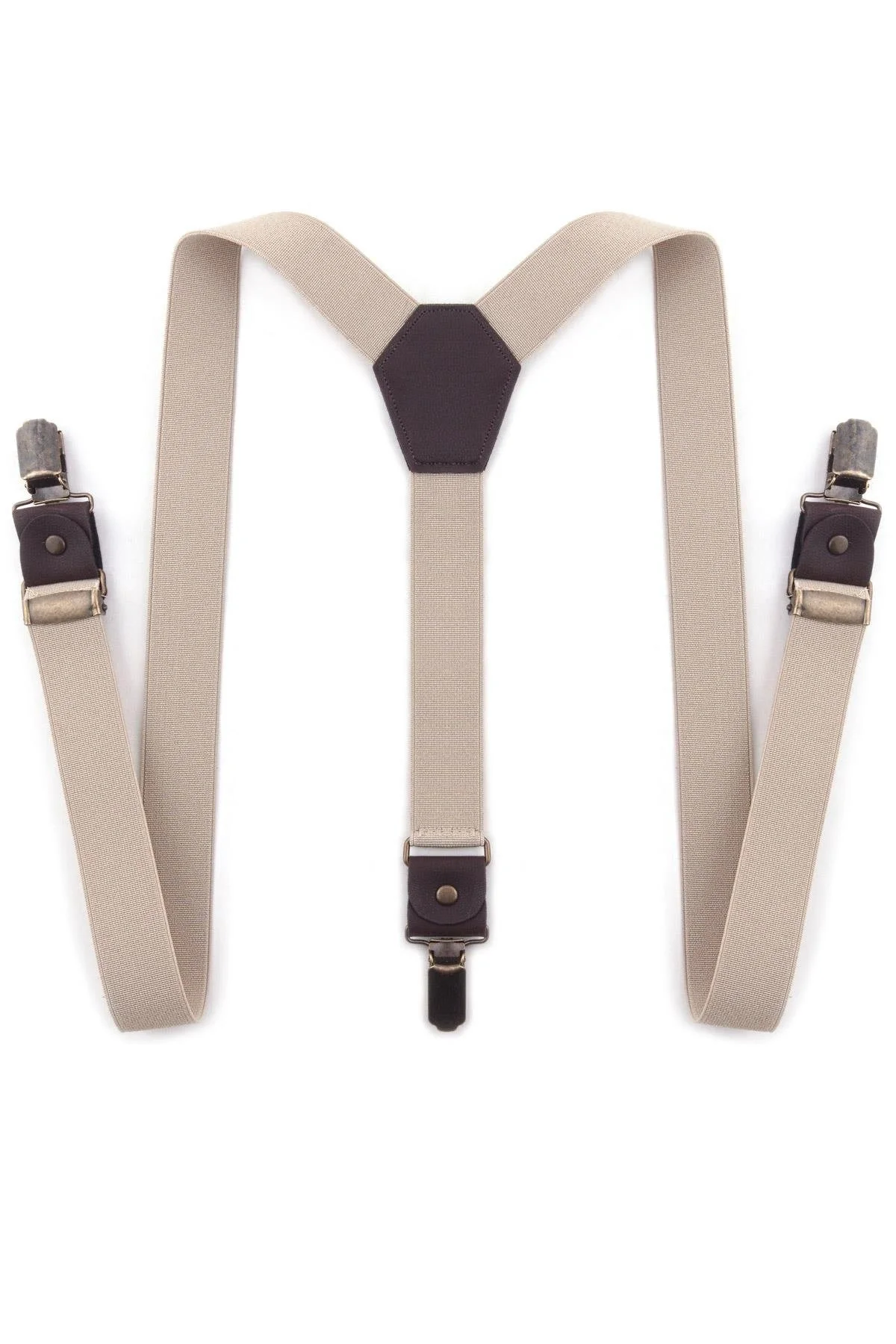 Ayarlanabilir Klipsli Bej Çocuk Kemer Pantolon Askısı