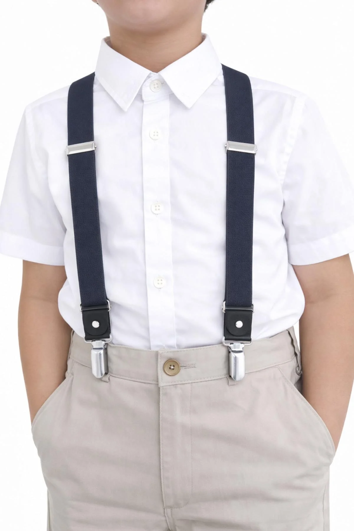Ayarlanabilir Klipsli Gri Lacivert Çocuk Kemer Pantolon Askısı