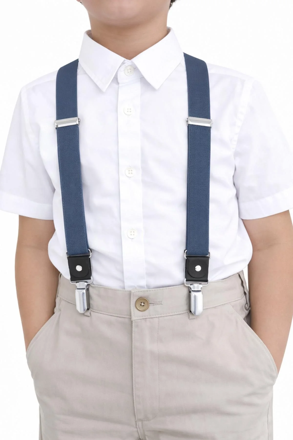 Ayarlanabilir Klipsli Lacivert Çocuk Kemer Pantolon Askısı