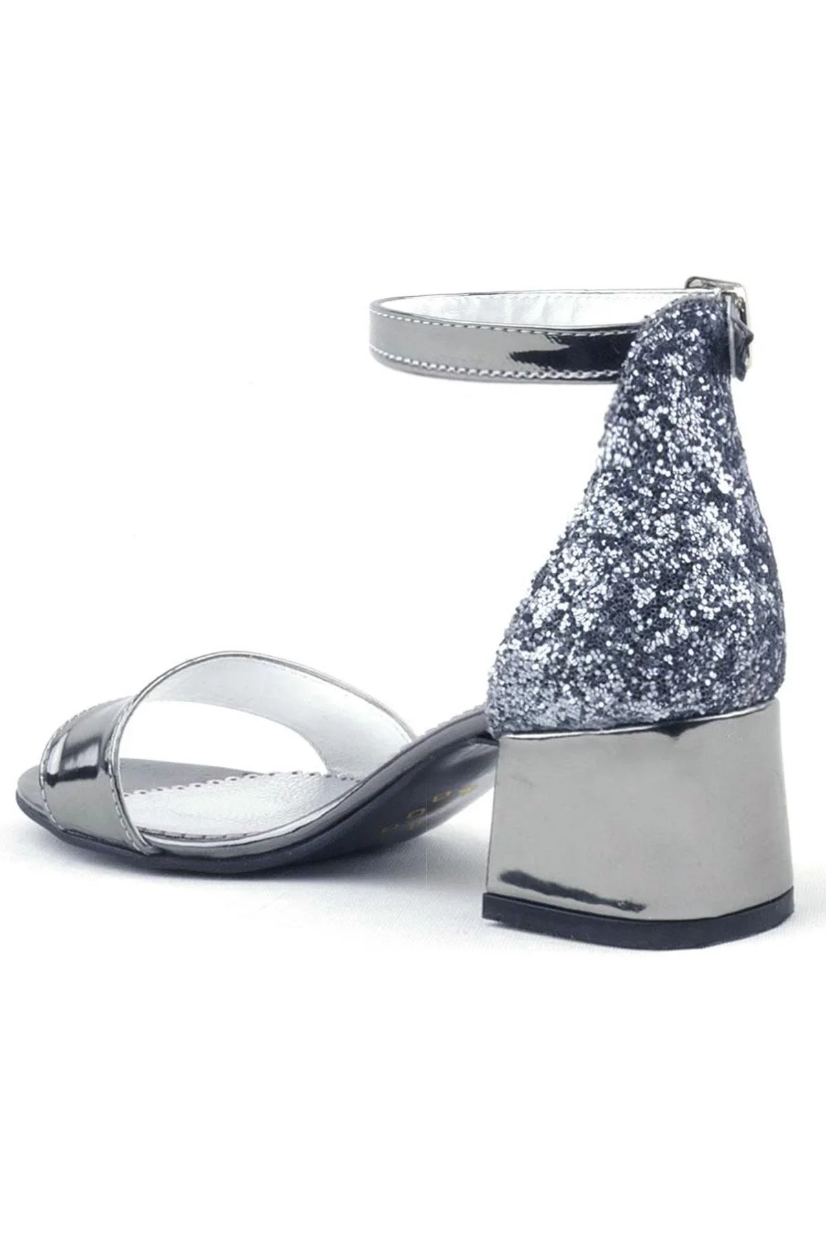 Elsa Platin Aynalı Kalın Topuklu Kız Çocuk Abiye Ayakkabı