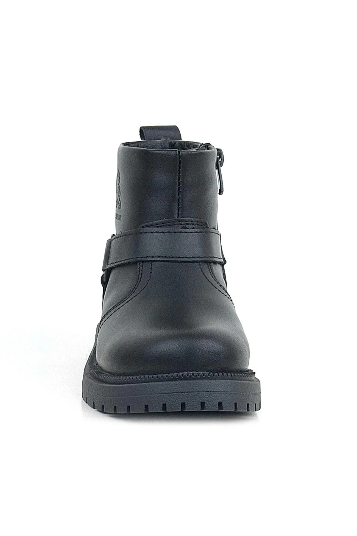 Gerçek Kürklü Hakiki Deri Siyah Fermuarlı Çocuk Bot