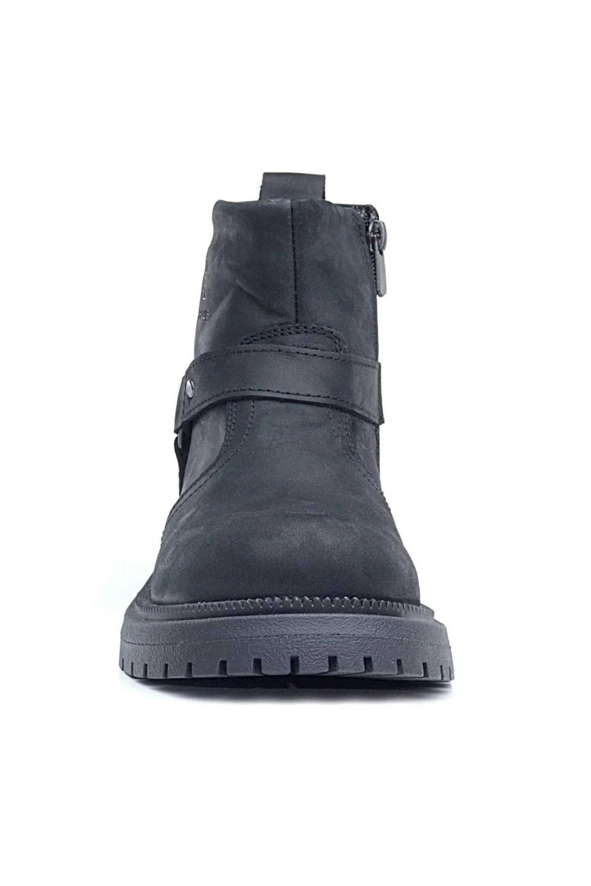 Gerçek Kürklü Hakiki Deri Siyah Nubuk Metal Detaylı Fermuarlı Çocuk Bot