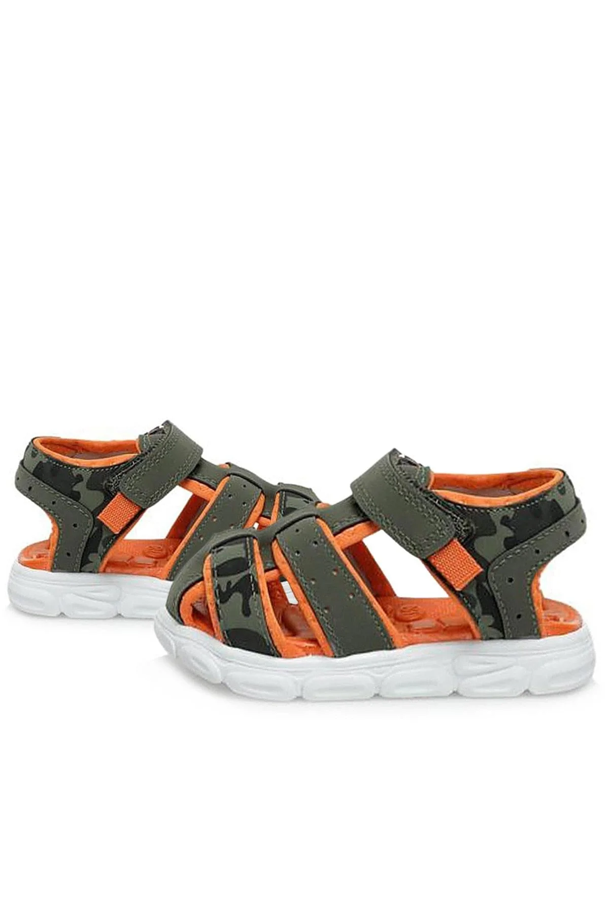 Haki Yeşil Turuncu Bebek Sandalet Ayakkabı