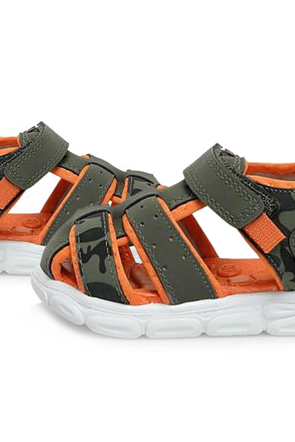 Haki Yeşil Turuncu Bebek Sandalet Ayakkabı