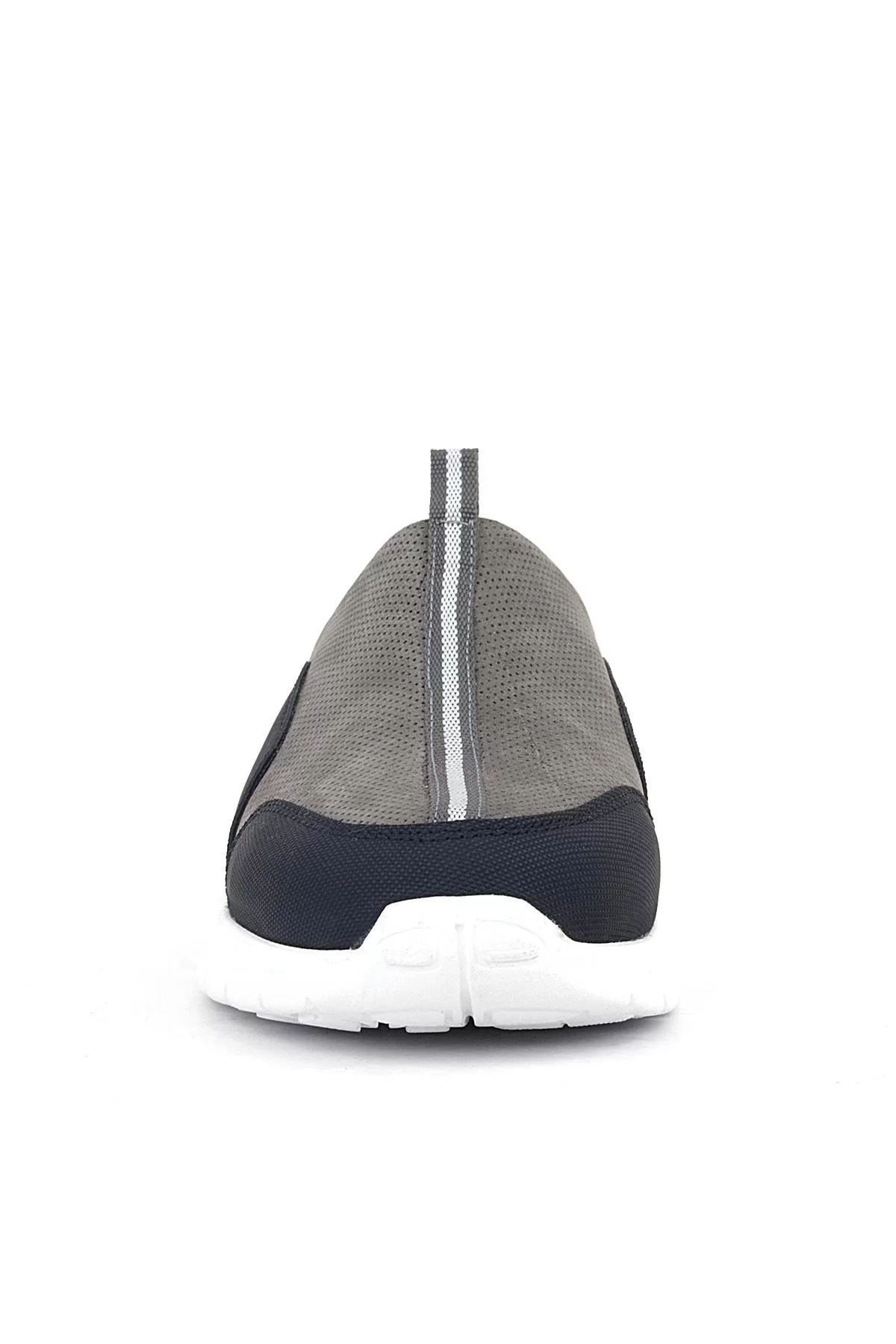 Hakiki Deri Gri Siyah Comfort Spor Terlik