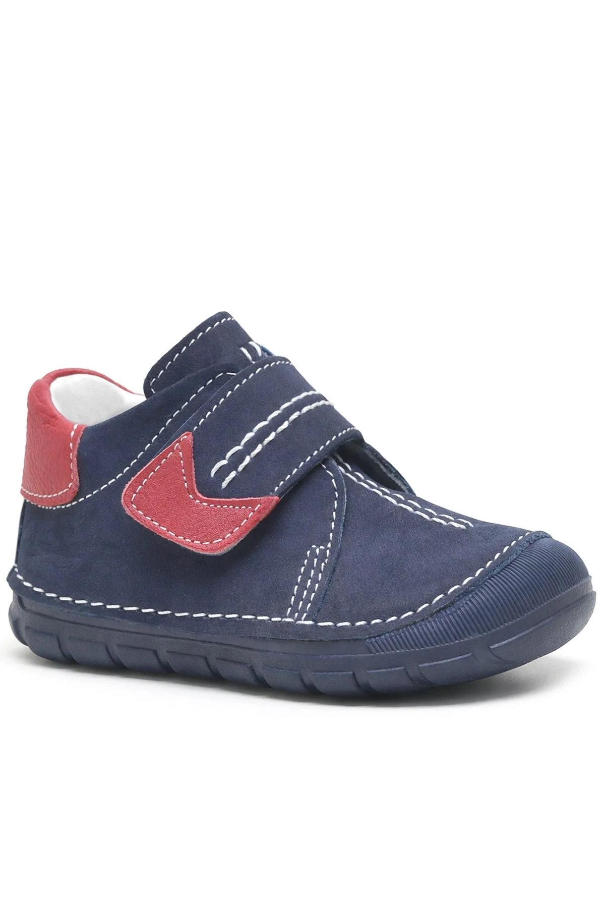 Hakiki Deri Lacivert Cırtlı Mevsimlik Erkek Bebek Ayakkabı