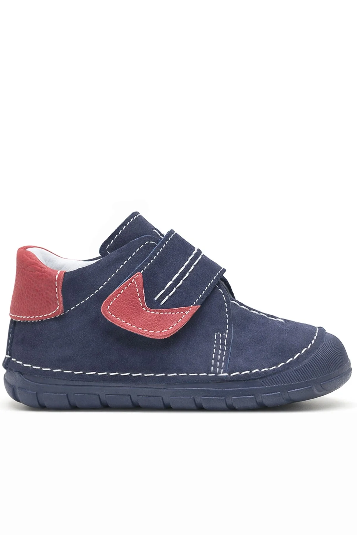 Hakiki Deri Lacivert Cırtlı Mevsimlik Erkek Bebek Ayakkabı