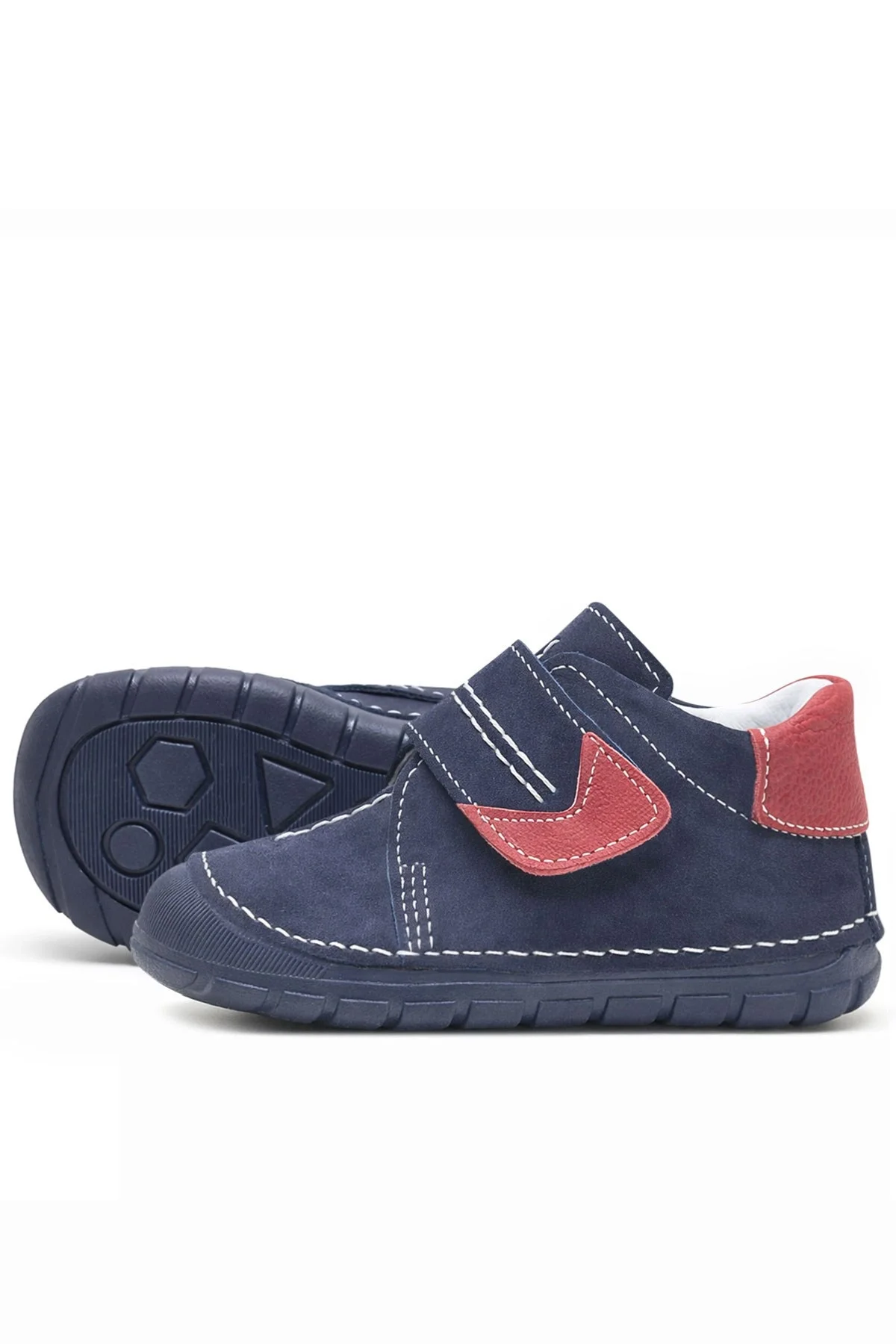 Hakiki Deri Lacivert Cırtlı Mevsimlik Erkek Bebek Ayakkabı