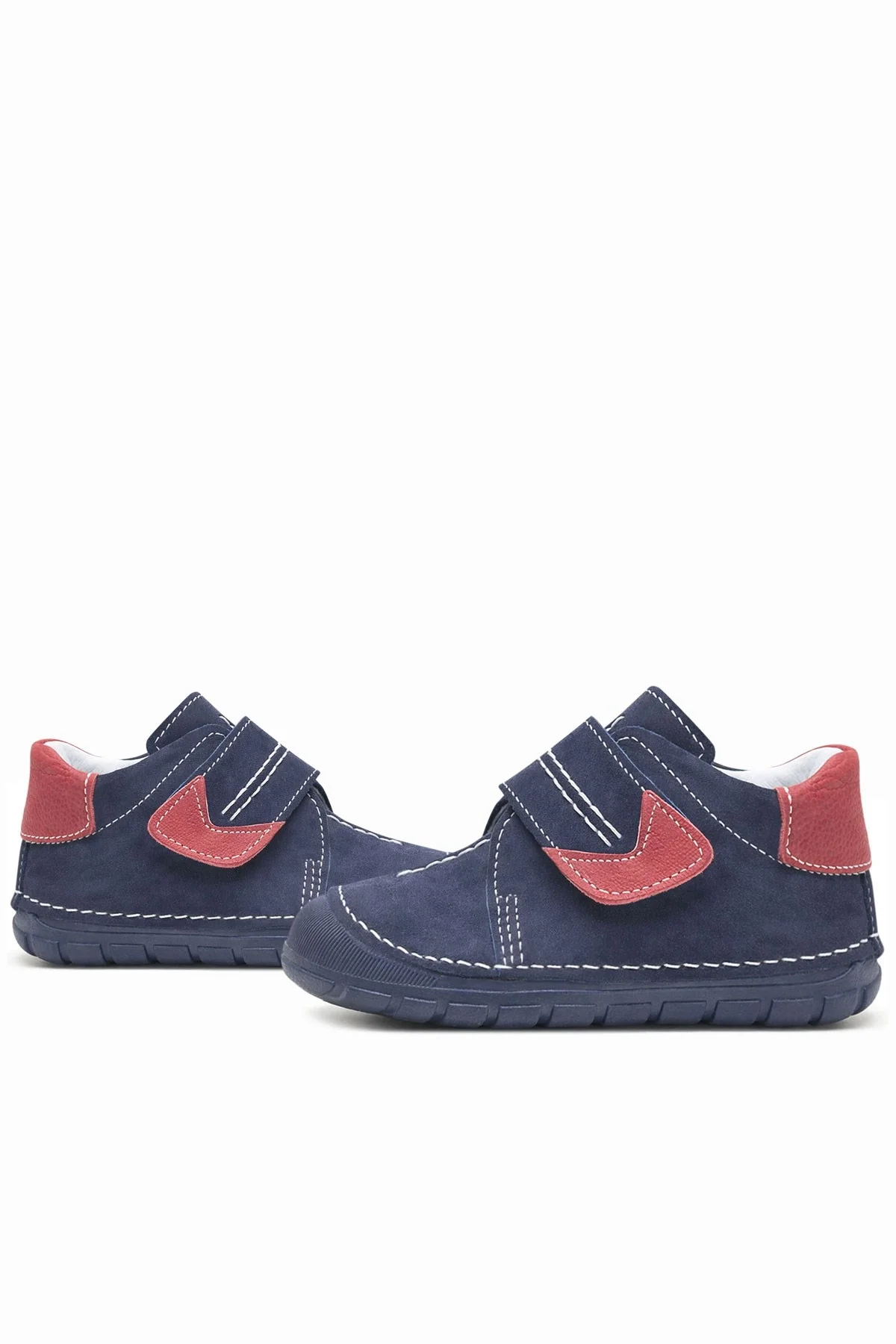 Hakiki Deri Lacivert Cırtlı Mevsimlik Erkek Bebek Ayakkabı