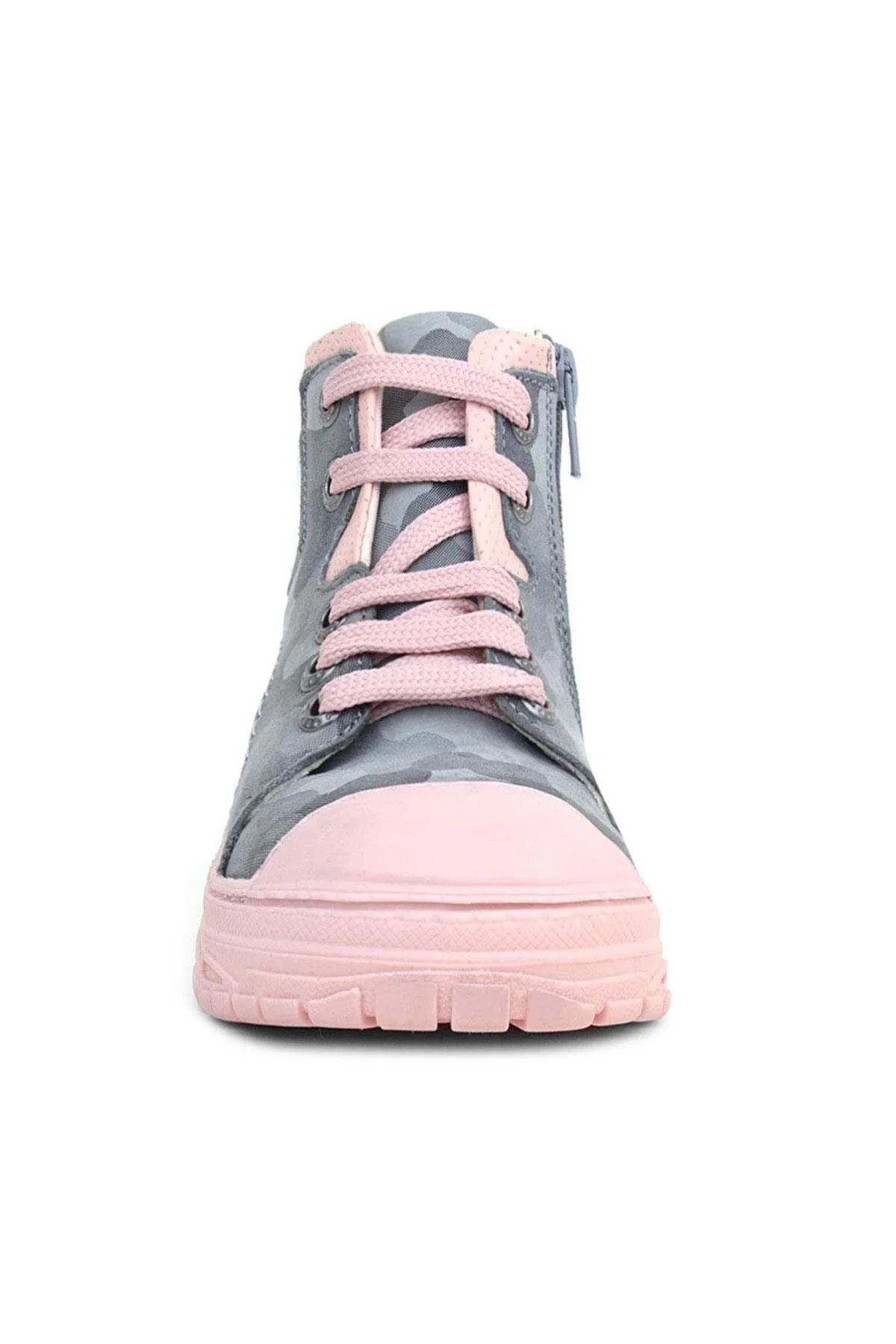 Hakiki Deri Pixel Gri Pudra Kamuflaj Desenli Kız Çocuk Bot