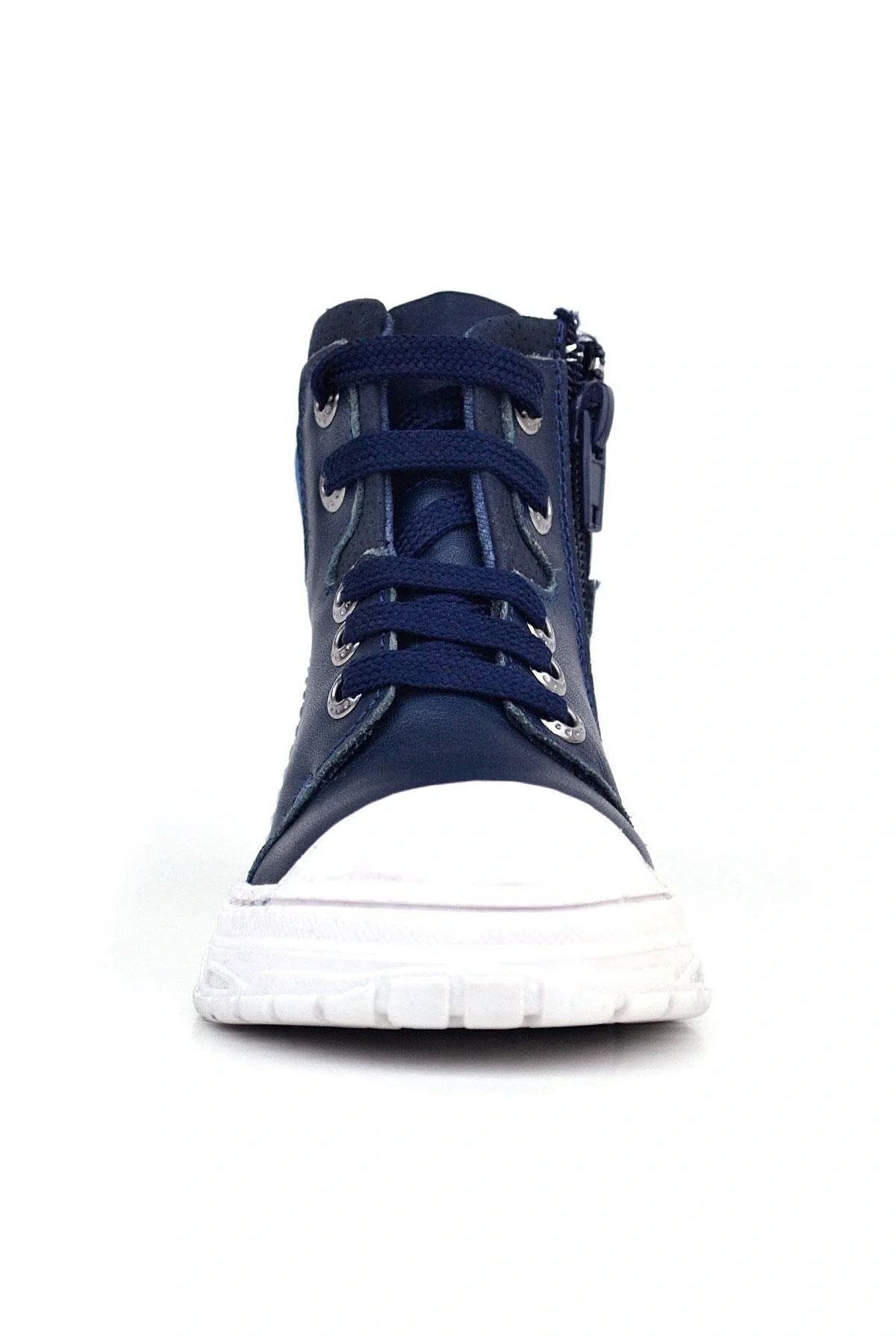 Hakiki Deri Pixel Koyu Lacivert Bağcıklı Fermuarlı Çocuk Bot