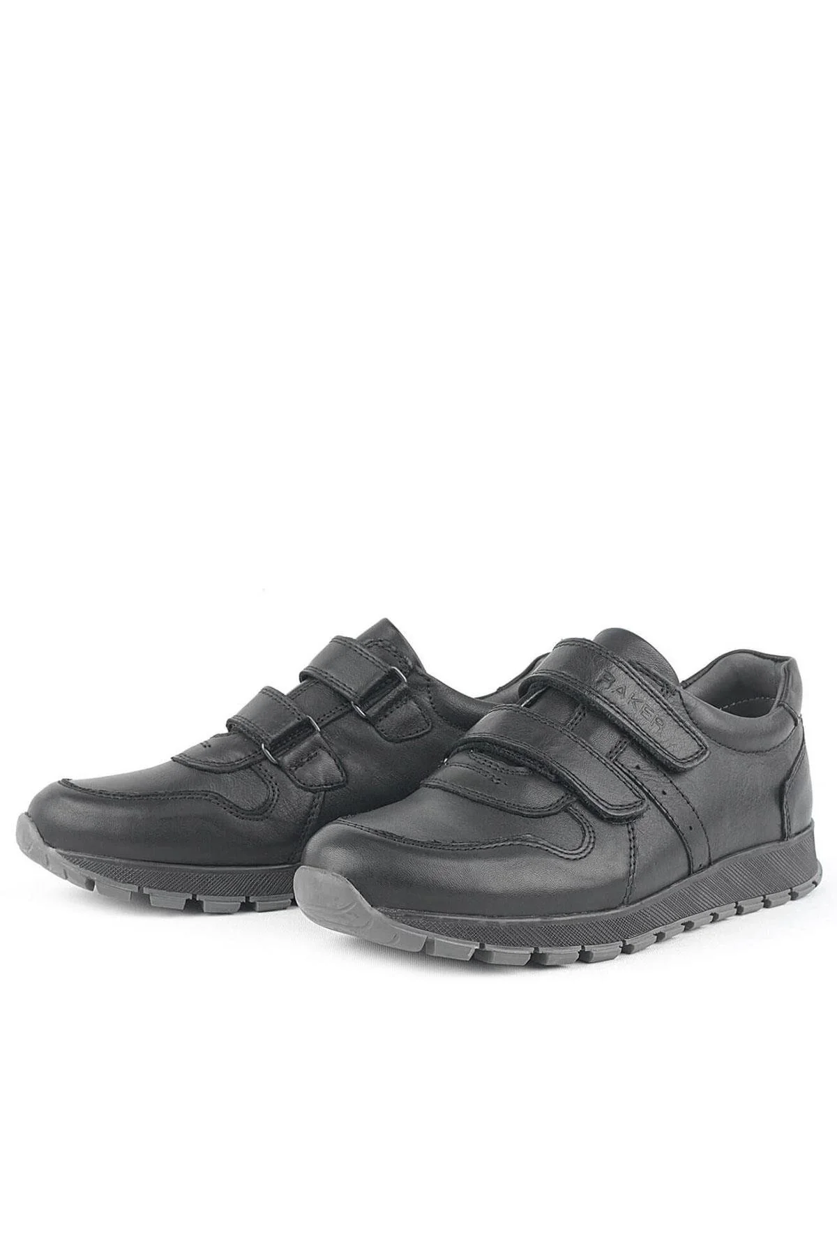 Hakiki Deri Siyah Cırtlı Spor Çocuk Ayakkabı Sneaker