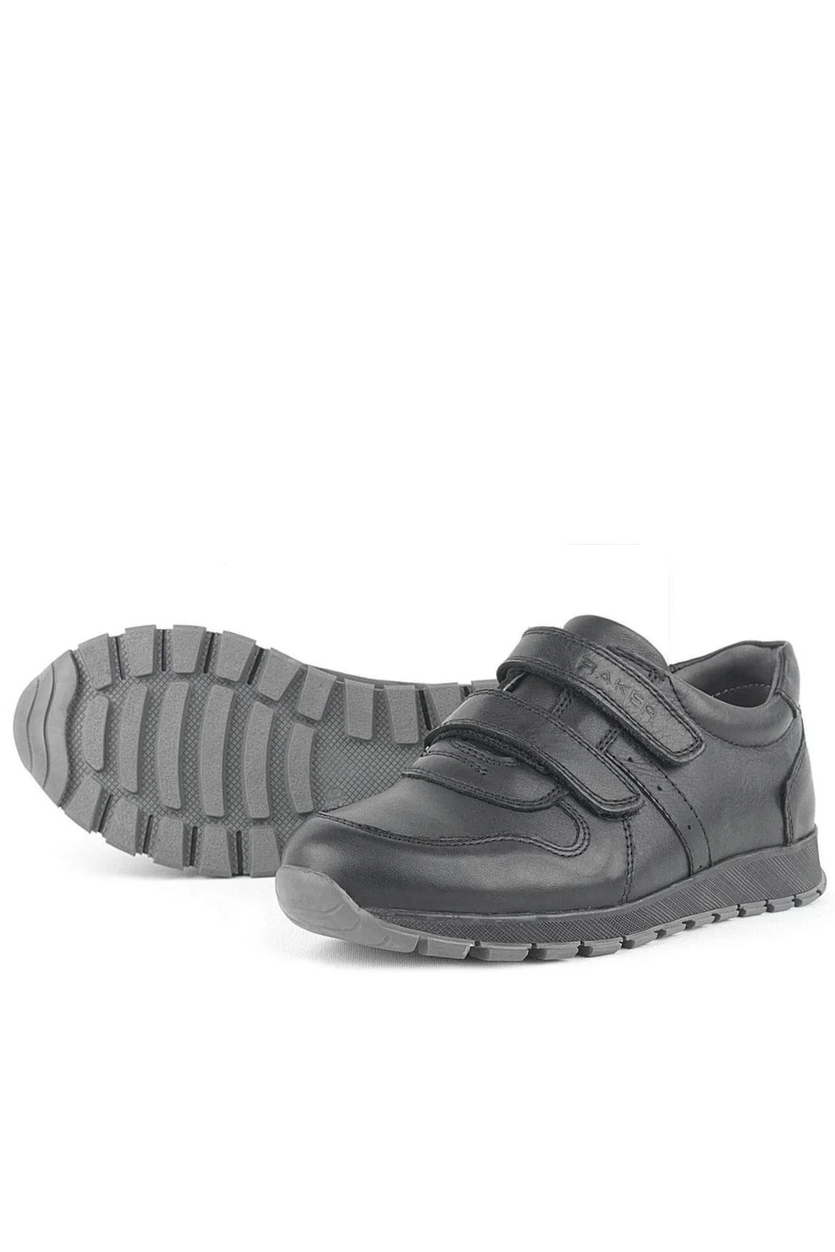 Hakiki Deri Siyah Cırtlı Spor Çocuk Ayakkabı Sneaker