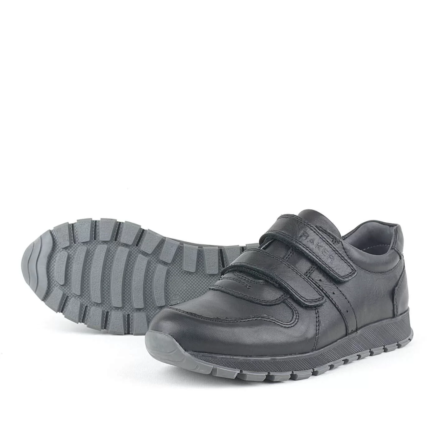 Hakiki Deri Siyah Cırtlı Spor Çocuk Ayakkabı Sneaker